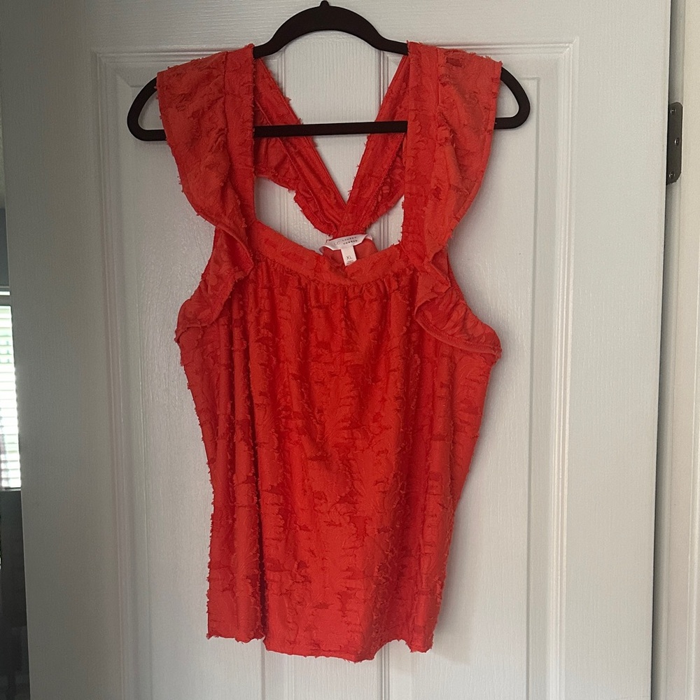 LC Lauren Conrad Orange Ruffled Tank Top
